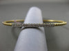 ESTATE .17CT DIAMOND 14K WHITE & YELLOW GOLD 3D CLASSIC FLEXIBLE BANGLE BRACELET
