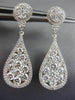 ESTATE LARGE 2.88CT DIAMOND 18K WHITE GOLD 3D CLUSTER TEAR DROP HANGING EARRINGS