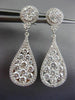 ESTATE LARGE 2.88CT DIAMOND 18K WHITE GOLD 3D CLUSTER TEAR DROP HANGING EARRINGS