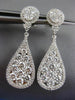 ESTATE LARGE 2.88CT DIAMOND 18K WHITE GOLD 3D CLUSTER TEAR DROP HANGING EARRINGS