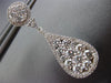 ESTATE LARGE 2.88CT DIAMOND 18K WHITE GOLD 3D CLUSTER TEAR DROP HANGING EARRINGS