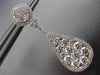 ESTATE LARGE 2.88CT DIAMOND 18K WHITE GOLD 3D CLUSTER TEAR DROP HANGING EARRINGS
