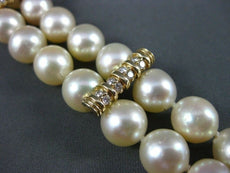 ANTIQUE LARGE .72CT DIAMOND 14KT YELLOW GOLD AAA PEARL 2 STRAND BRACELET #22606