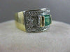 ANTIQUE WIDE 1.25CTW OLD MINE CUT DIAMOND EMERALD 14K GOLD BAND RING 12MM #20008