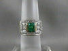 ANTIQUE WIDE 1.25CTW OLD MINE CUT DIAMOND EMERALD 14K GOLD BAND RING 12MM #20008