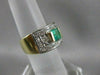 ANTIQUE WIDE 1.25CTW OLD MINE CUT DIAMOND EMERALD 14K GOLD BAND RING 12MM #20008