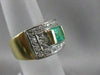 ANTIQUE WIDE 1.25CTW OLD MINE CUT DIAMOND EMERALD 14K GOLD BAND RING 12MM #20008