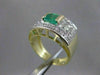 ANTIQUE WIDE 1.25CTW OLD MINE CUT DIAMOND EMERALD 14K GOLD BAND RING 12MM #20008