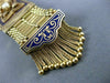 ANTIQUE WIDE BLUE ENAMEL & PEARL 14KT YELLOW GOLD BRACELET FILIGREE TASSEL #666