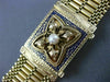 ANTIQUE WIDE BLUE ENAMEL & PEARL 14KT YELLOW GOLD BRACELET FILIGREE TASSEL #666