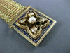 ANTIQUE WIDE BLUE ENAMEL & PEARL 14KT YELLOW GOLD BRACELET FILIGREE TASSEL #666