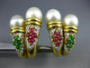 ESTATE LARGE 1.6CT DIAMOND & MULTI GEM PEARL 18KT YELLOW GOLD CLIP ON EARRINGS
