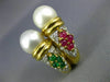 ESTATE LARGE 1.6CT DIAMOND & MULTI GEM PEARL 18KT YELLOW GOLD CLIP ON EARRINGS