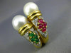 ESTATE LARGE 1.6CT DIAMOND & MULTI GEM PEARL 18KT YELLOW GOLD CLIP ON EARRINGS