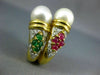 ESTATE LARGE 1.6CT DIAMOND & MULTI GEM PEARL 18KT YELLOW GOLD CLIP ON EARRINGS