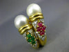 ESTATE LARGE 1.6CT DIAMOND & MULTI GEM PEARL 18KT YELLOW GOLD CLIP ON EARRINGS