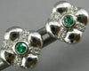 ESTATE .20CT DIAMOND & AAA EMERALD 14KT WHITE GOLD FLOWER SQUARE STUD EARRINGS