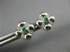 ESTATE .20CT DIAMOND & AAA EMERALD 14KT WHITE GOLD FLOWER SQUARE STUD EARRINGS