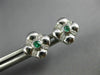 ESTATE .20CT DIAMOND & AAA EMERALD 14KT WHITE GOLD FLOWER SQUARE STUD EARRINGS