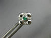 ESTATE .20CT DIAMOND & AAA EMERALD 14KT WHITE GOLD FLOWER SQUARE STUD EARRINGS