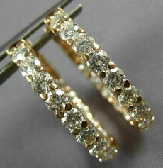 ESTATE 2.40CT DIAMOND 14KT ROSE GOLD ROUND INSIDE OUT CLASSIC OVAL HOOP EARRINGS