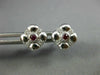 ESTATE .20CT DIAMOND & AAA RUBY 14KT WHITE GOLD 3D FLOWER SQUARE STUD EARRINGS