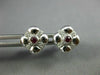 ESTATE .20CT DIAMOND & AAA RUBY 14KT WHITE GOLD 3D FLOWER SQUARE STUD EARRINGS