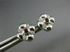 ESTATE .20CT DIAMOND & AAA RUBY 14KT WHITE GOLD 3D FLOWER SQUARE STUD EARRINGS