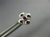 ESTATE .20CT DIAMOND & AAA RUBY 14KT WHITE GOLD 3D FLOWER SQUARE STUD EARRINGS