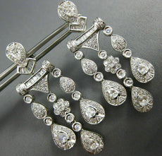 ESTATE LARGE 2.60CT DIAMOND 14K WHITE GOLD TEAR DROP CHANDELIER HANGING EARRINGS