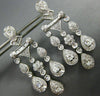 ESTATE LARGE 2.60CT DIAMOND 14K WHITE GOLD TEAR DROP CHANDELIER HANGING EARRINGS