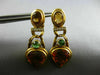 ESTATE LARGE 14.10CT DIAMOND & CITRINE EMERALD 18KT YELLOW GOLD HANGING EARRINGS