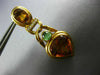 ESTATE LARGE 14.10CT DIAMOND & CITRINE EMERALD 18KT YELLOW GOLD HANGING EARRINGS