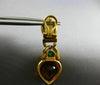 ESTATE LARGE 14.10CT DIAMOND & CITRINE EMERALD 18KT YELLOW GOLD HANGING EARRINGS