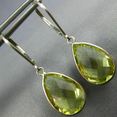 6.0CT AAA LEMON QUARTZ 14KT WHITE GOLD 3D PEAR SHAPE LEVER BACK HANGING EARRINGS