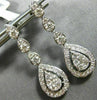 ESTATE 1.32CT DIAMOND 14KT WHITE GOLD 3D CLUSTER TEAR DROP HALO HANGING EARRINGS