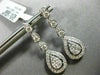 ESTATE 1.32CT DIAMOND 14KT WHITE GOLD 3D CLUSTER TEAR DROP HALO HANGING EARRINGS