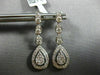ESTATE 1.32CT DIAMOND 14KT WHITE GOLD 3D CLUSTER TEAR DROP HALO HANGING EARRINGS