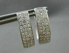 ESTATE LARGE 1.56CT DIAMOND 14KT WHITE GOLD INVISIBLE HUGGIE EARRINGS #1674