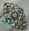 ANTIQUE LARGE 2.0CT DIAMOND 14KT YELLOW GOLD & SILVER 3D FLOWER LEAF BROOCH PIN