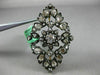 ANTIQUE LARGE 2.0CT DIAMOND 14KT YELLOW GOLD & SILVER 3D FLOWER LEAF BROOCH PIN