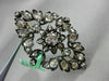 ANTIQUE LARGE 2.0CT DIAMOND 14KT YELLOW GOLD & SILVER 3D FLOWER LEAF BROOCH PIN