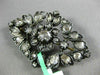 ANTIQUE LARGE 2.0CT DIAMOND 14KT YELLOW GOLD & SILVER 3D FLOWER LEAF BROOCH PIN