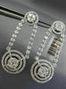 ESTATE LARGE 3.20CT DIAMOND 14K WHITE GOLD CIRCULAR DOUBLE HALO HANGING EARRINGS