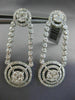 ESTATE LARGE 3.20CT DIAMOND 14K WHITE GOLD CIRCULAR DOUBLE HALO HANGING EARRINGS