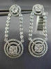 ESTATE LARGE 3.20CT DIAMOND 14K WHITE GOLD CIRCULAR DOUBLE HALO HANGING EARRINGS