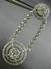 ESTATE LARGE 3.20CT DIAMOND 14K WHITE GOLD CIRCULAR DOUBLE HALO HANGING EARRINGS