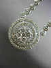 ESTATE LARGE 3.20CT DIAMOND 14K WHITE GOLD CIRCULAR DOUBLE HALO HANGING EARRINGS