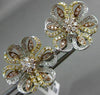 ESTATE LARGE 1.72CT DIAMOND 18KT TRI COLOR GOLD FLOWER FILIGREE CLIP ON EARRINGS