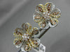 ESTATE LARGE 1.72CT DIAMOND 18KT TRI COLOR GOLD FLOWER FILIGREE CLIP ON EARRINGS